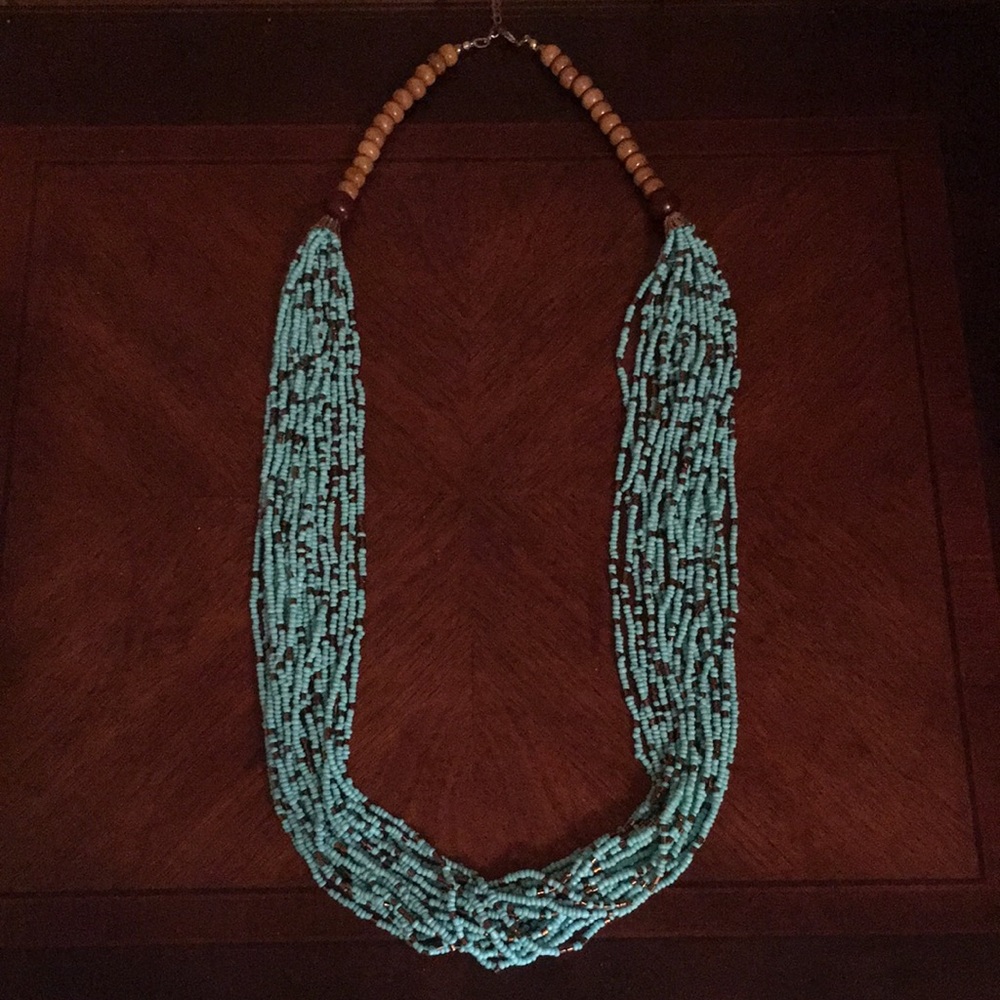 Turquoise beaded statement necklace
